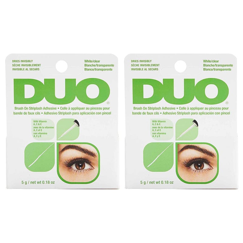 DUO Brush-On Clear Lash Glue â€“Waterproof Strip Lash Adhesive with Vitamins A, C & E, Long Lasting Eyelash Glue, 0.18 oz, 2 Pack - Image 1